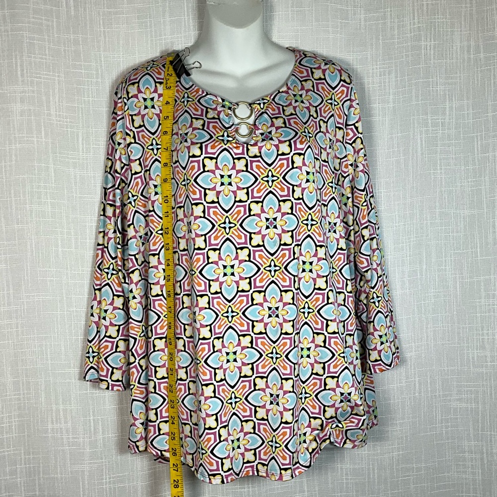 Ruby Rd. Blouse Size 2X Multicolor Geometric Prin… - image 4